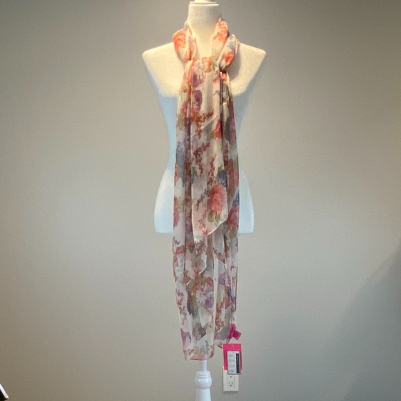 SOLD OUT! Betsey Johnson Sheer Floral Scarf Wrap - Picture 3 of 14